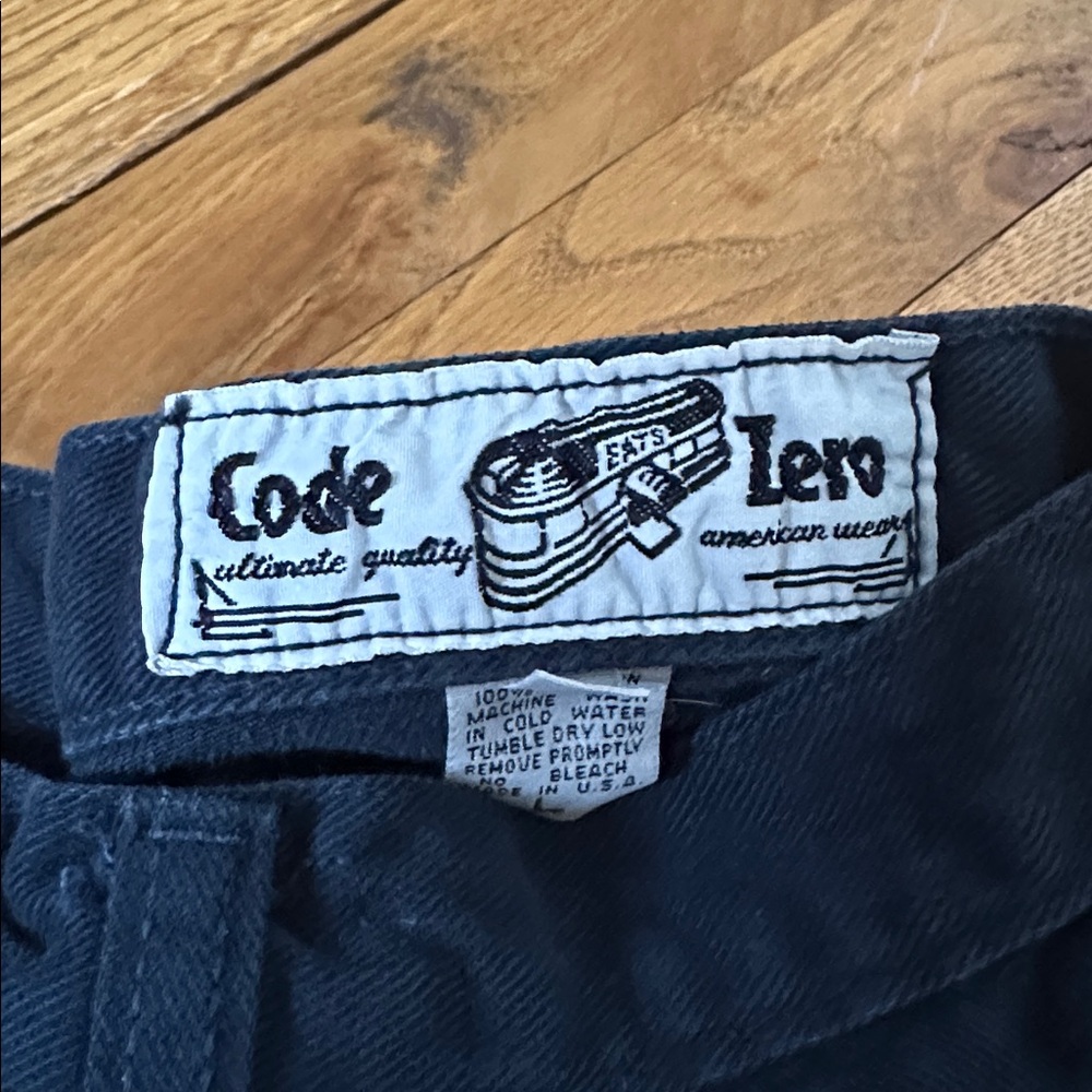 Vintage Code Zero Dark Green / Blue Punk Jeans Relaxed Straight Pants 33